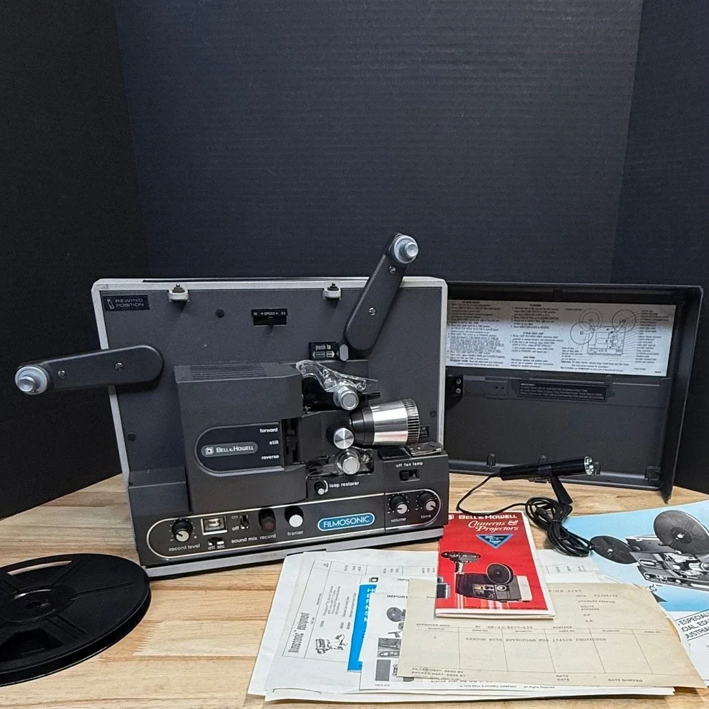 Bell & Howell Filmosonic 1745C Super 8 Sound Movie Projector w/ Mic Reel Manual